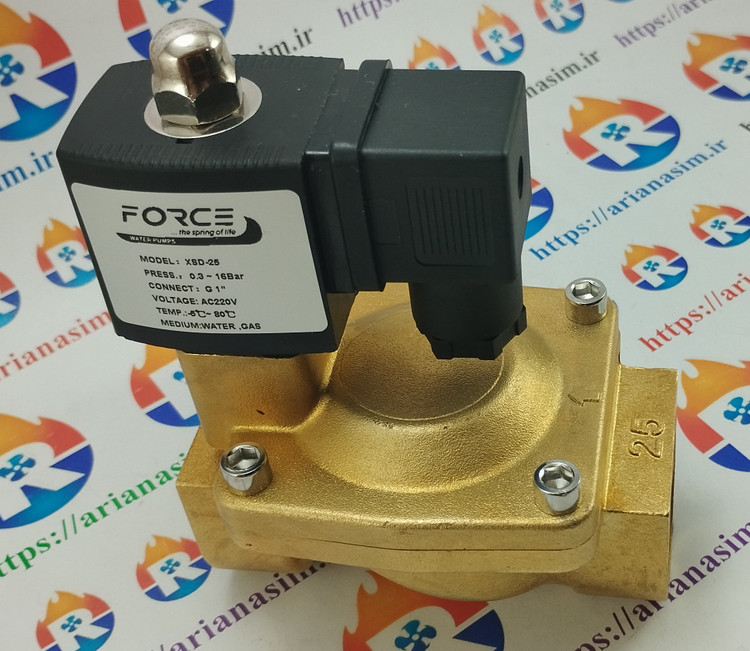 شیر برقی نیمه صنعتی سایز 1 اینچ 220 ولت برند FORCE مدل XSD-25
