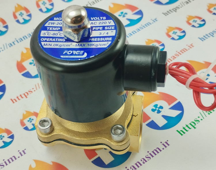 شیر برقی نیمه صنعتی سایز 3/4 اینچ 220 ولت برند FORCE مدل 2W-200-20