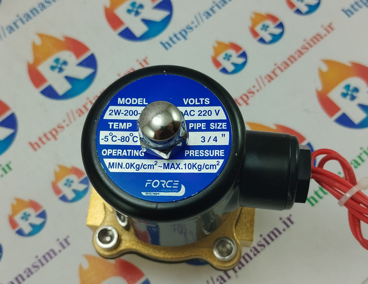 شیر برقی نیمه صنعتی سایز 3/4 اینچ 220 ولت برند FORCE مدل 2W-200-20