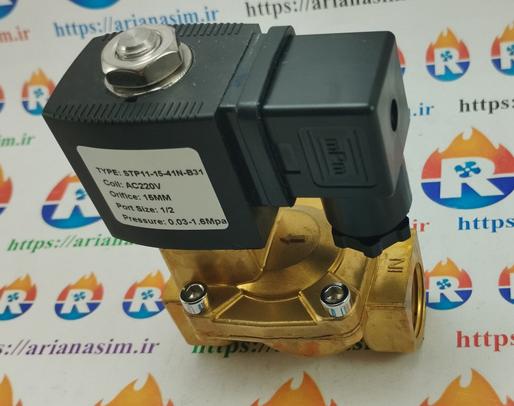 شیر برقی نیمه صنعتی سایز 1/2 اینچ 220 ولت مدل STP11-15-41N-B31