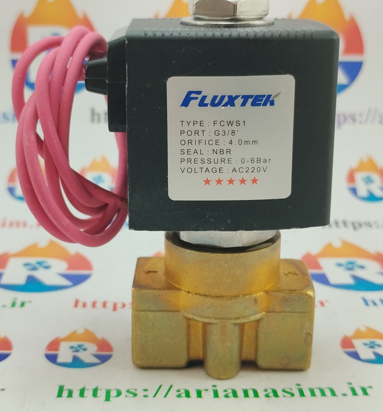 شیر برقی نیمه صنعتی سایز 3/8 اینچ 220 ولت برند FLUXTEK مدل FCWS1