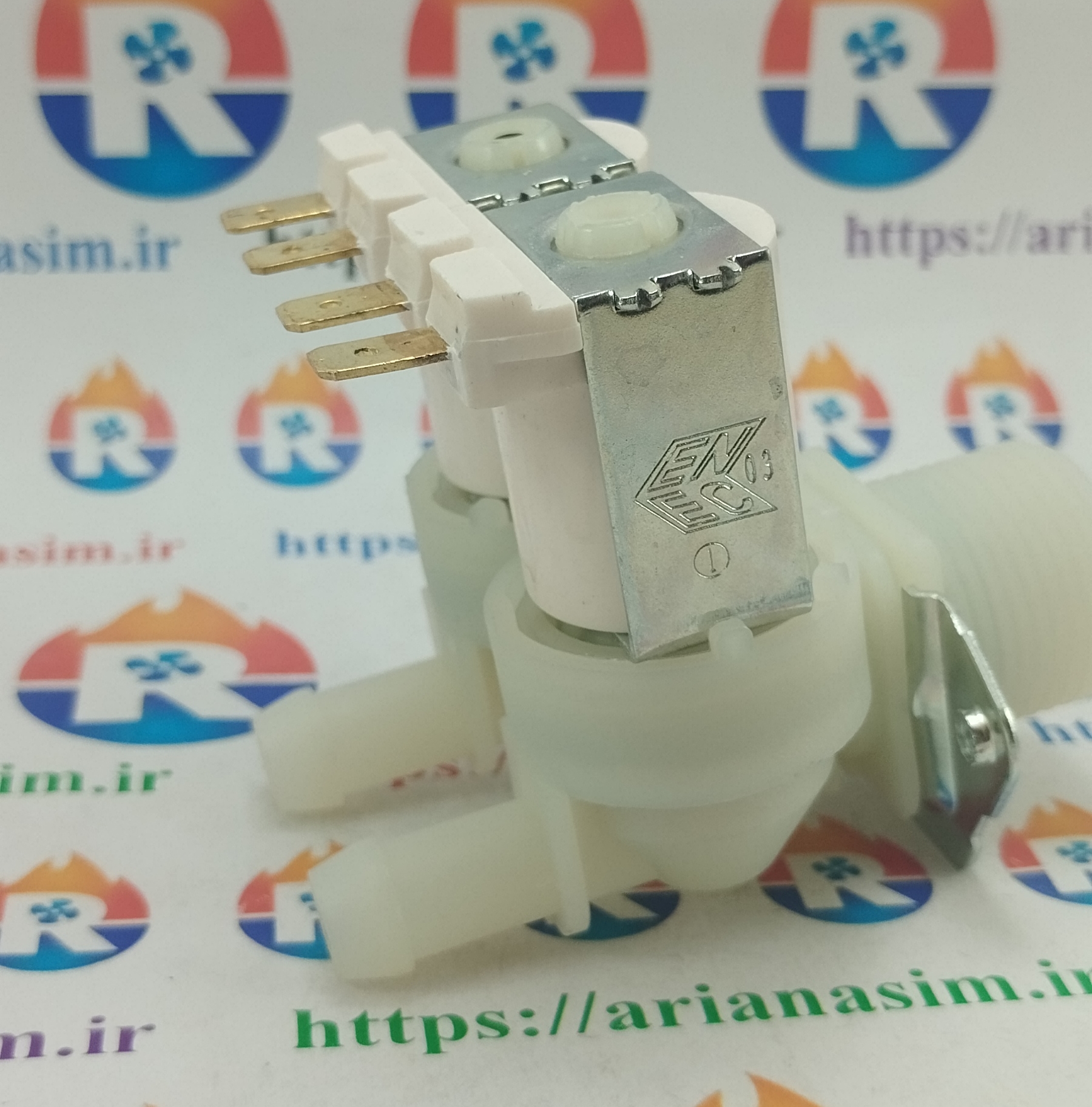 شیر برقی ورودی آب لباسشویی دوقلو 90 درجه بایترون ایتالیا