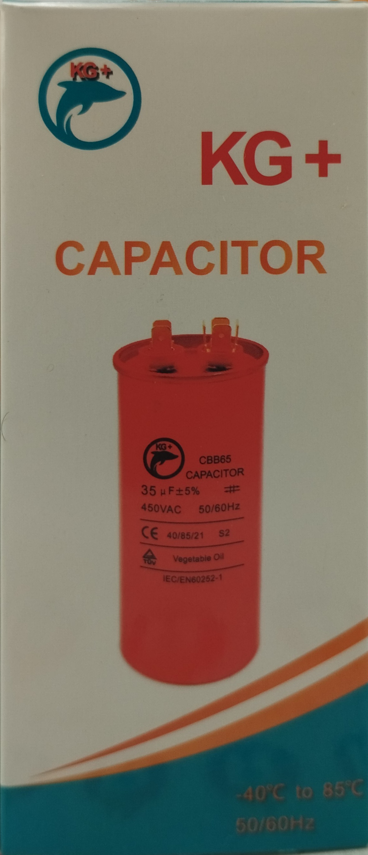 خازن دائم کار کمپرسور کولر KG در رنگ‌های طلایی، آبی و قرمز