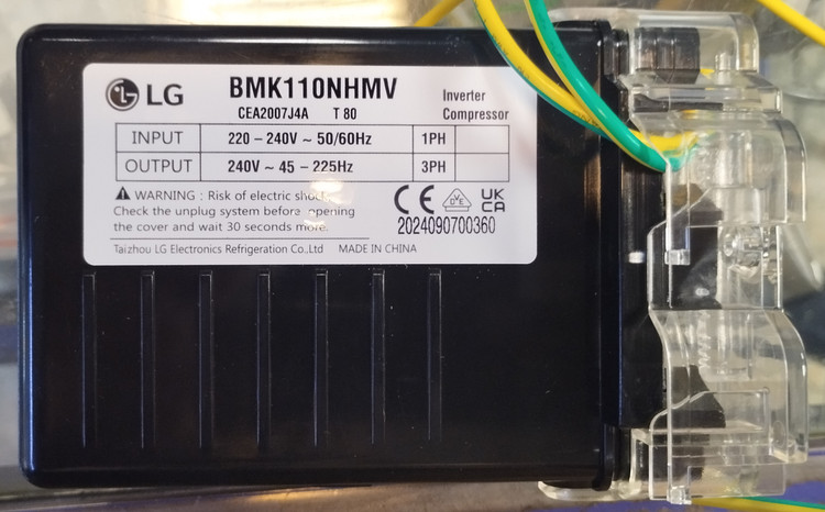کمپرسور یخچال فریزر ال جی مبرد 600a مدل BMK110NHMV